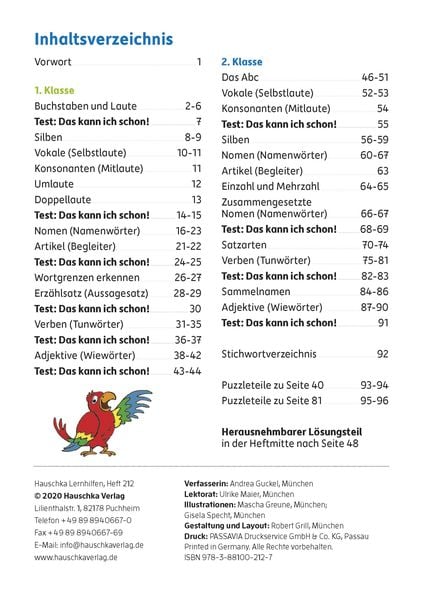 Produktbild: Deutsch 1./2. Klasse &Uuml;bungsheft - Grammatik