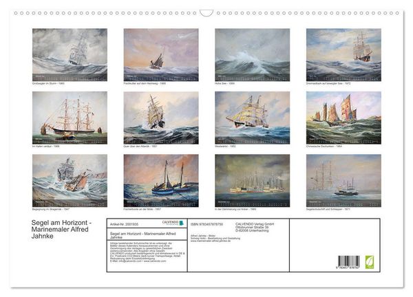 Produktbild: Segel am Horizont - Marinemaler Alfred Jahnke (Wandkalender 2026 DIN A2 quer), CALVENDO Monatskalender
