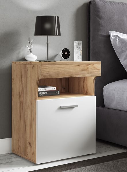 Produktbild: Holz Nachttisch Nachtschrank Schublade Slepal M