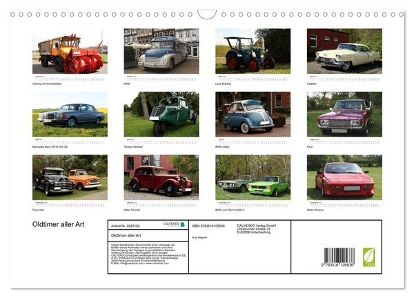 Produktbild: Oldtimer aller Art (Wandkalender 2026 DIN A3 quer), CALVENDO Monatskalender