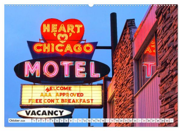 Produktbild: American Motels - Nostalgie mit Neon (Wandkalender 2026 DIN A2 quer), CALVENDO Monatskalender