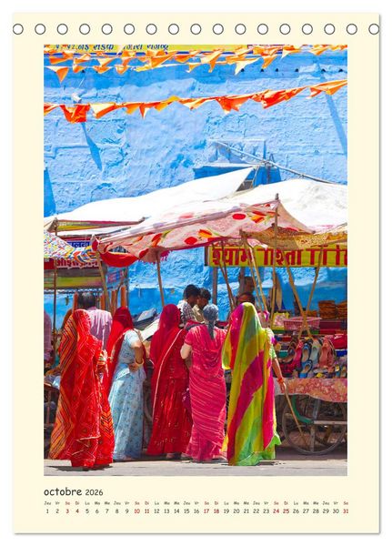 Produktbild: INDE pays aux couleurs &eacute;blouissantes (Calendrier de bureau 2026 DIN A5 horizontal), CALVENDO calendrier mensuel