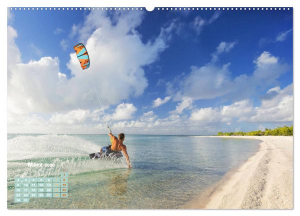 Produktbild: Kitesurfen: Mit Drachen am Meer (Wandkalender 2026 DIN A2 quer), CALVENDO Monatskalender