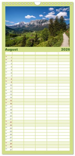 Produktbild: Familienplaner 2026 - Berchtesgadener Alpen - Land von Watzmann und K&ouml;nigssee mit 5 Spalten (Wandkalender, 21 x 45 cm) CALVENDO