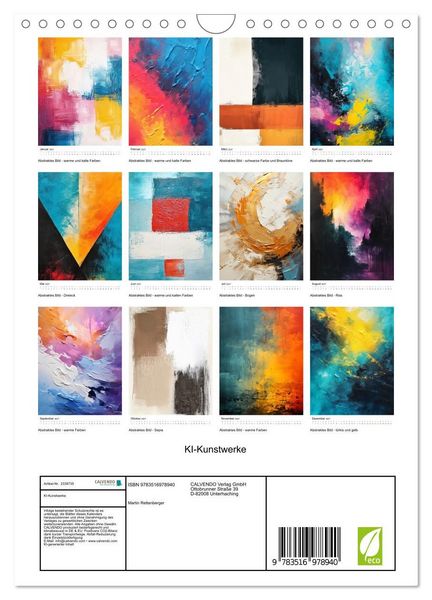 Produktbild: KI-Kunstwerke (Wandkalender 2027 DIN A4 hoch), CALVENDO Monatskalender