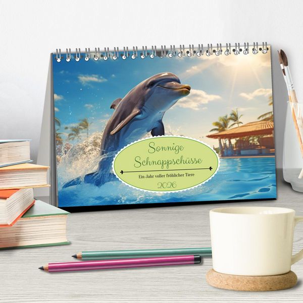 Produktbild: Sonnige Schnappsch&uuml;sse - Ein Jahr voller fr&ouml;hlicher Tiere (Tischkalender 2026 DIN A5 quer), CALVENDO Monatskalender