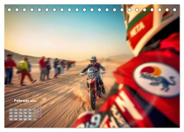 Produktbild: W&uuml;stenrallye Dakar Motorrad (Tischkalender 2026 DIN A5 quer), CALVENDO Monatskalender