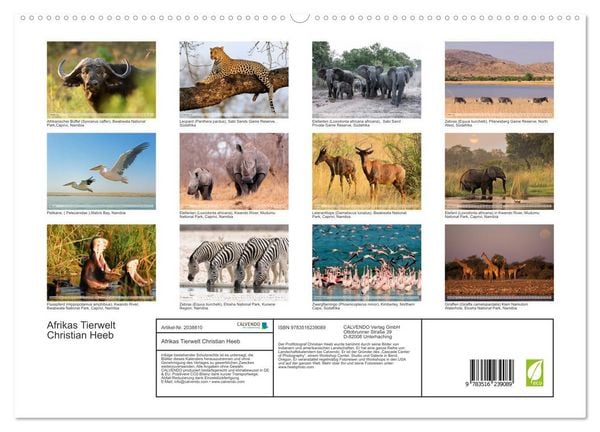 Produktbild: Afrikas Tierwelt Christian Heeb (hochwertiger Premium Wandkalender 2026 DIN A2 quer), Kunstdruck in Hochglanz