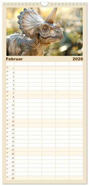 Produktbild: Familienplaner 2026 - Dino-Babys mit 5 Spalten (Wandkalender, 21 x 45 cm) CALVENDO