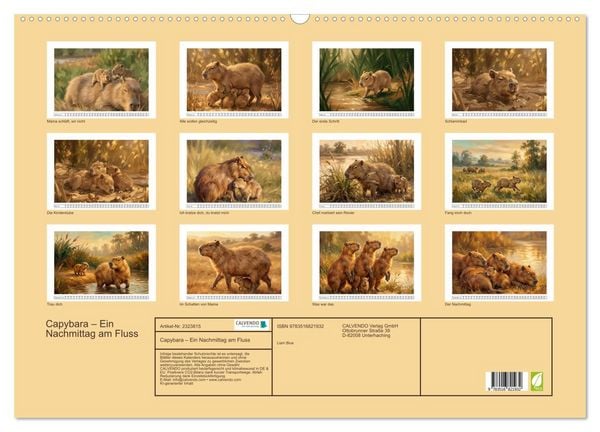 Produktbild: Capybara &ndash; Ein Nachmittag am Fluss (Wandkalender 2027 DIN A2 quer), CALVENDO Monatskalender