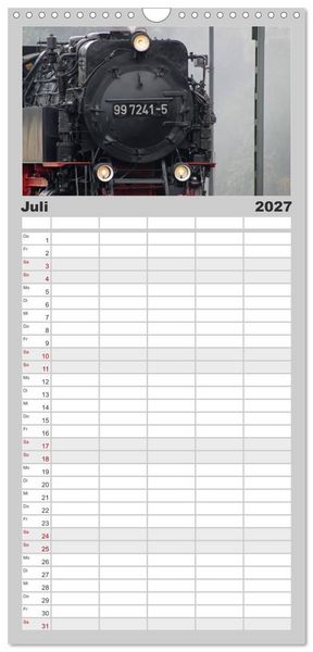 Produktbild: Familienplaner 2027 - Die Brockenbahn mit 5 Spalten (Wandkalender, 21 x 45 cm) CALVENDO