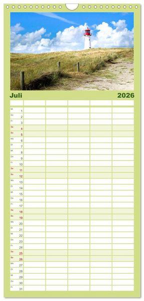 Produktbild: Familienplaner 2026 - Sylt mein Inselblick mit 5 Spalten (Wandkalender, 21 x 45 cm) CALVENDO