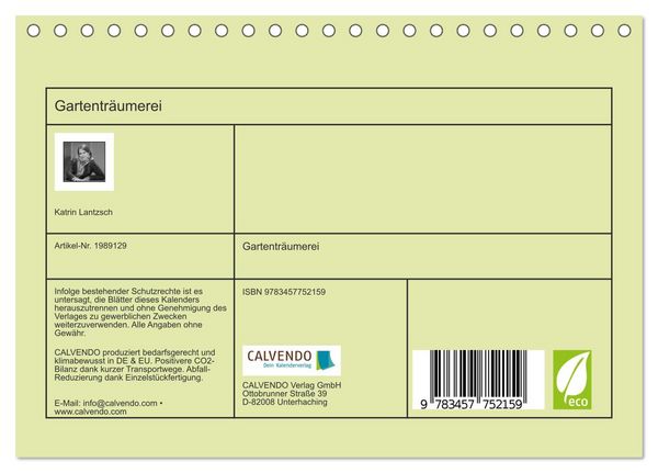 Produktbild: Gartentr&auml;umerei (Tischkalender 2026 DIN A5 quer), CALVENDO Monatskalender