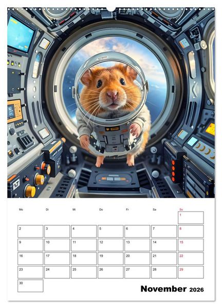Produktbild: Space Hamster - Mit KI Hamster Astronauten im Weltall (Wandkalender 2026 DIN A2 hoch), CALVENDO Monatskalender
