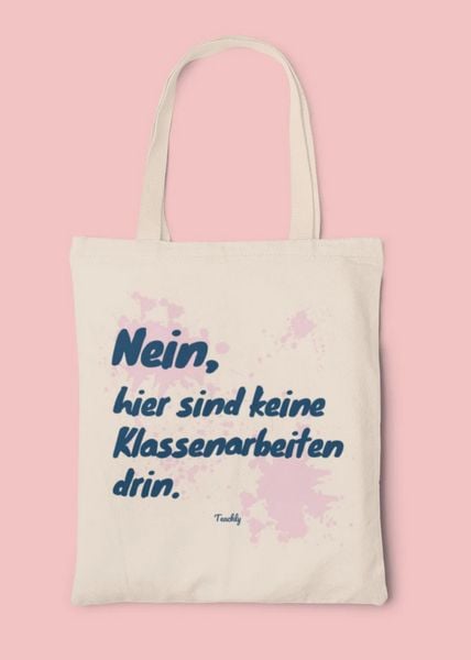Produktbild: Teachly Baumwolltasche, Nein hier sind keine Klassenarbeiten drin - Rose