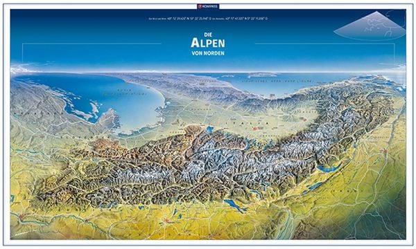 KOMPASS Panorama-Poster Die Alpen von Norden, Buch von , Kompass-Karten, 9783991542544