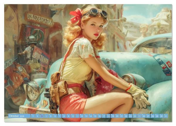 Produktbild: Retro &Auml;sthetik &ndash; Pin-up Girls (Wandkalender 2026 DIN A2 quer), CALVENDO Monatskalender