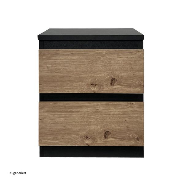 Produktbild: HTI-Living Nachtkommode 2er Set Schwarz-Artisaneiche 2 grifflosen Schubladen Nachtschrank Nachttisch