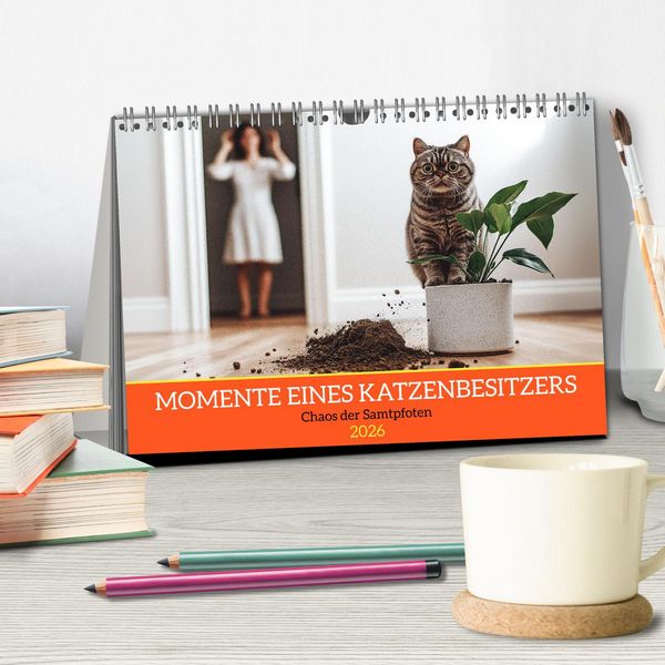 Produktbild: Momente eines Katzenbesitzers - Chaos der Samtpfoten (Tischkalender 2026 DIN A5 quer), CALVENDO Monatskalender