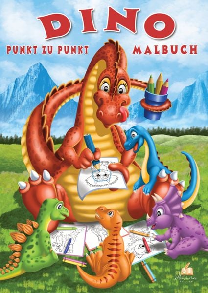 Punkt-zu-Punkt Dino Malbuch, Taschenbuch von Josef Mickey Müller, Dhamma Verlag, 9783986571856