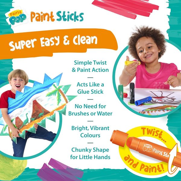 Produktbild: Paint Pop 362202 - Paint Pop: Paint Sticks 24-Pack, klassische Farben, Malstifte, Malset