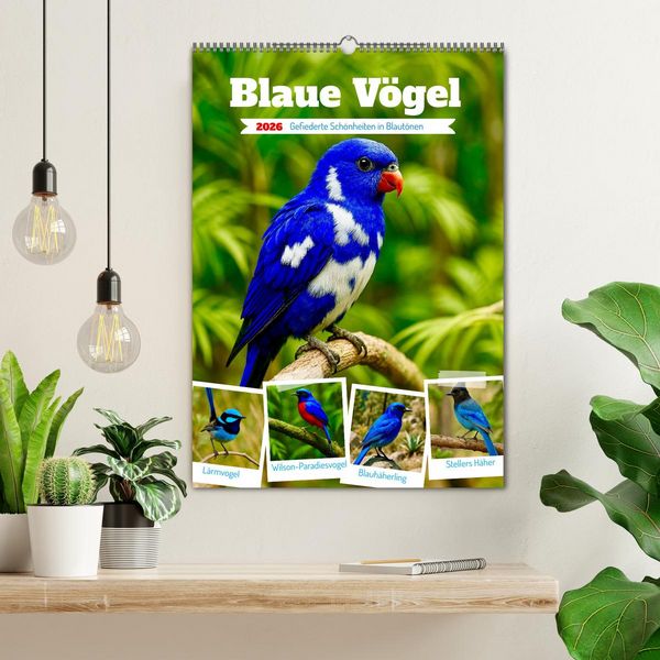 Produktbild: Blaue V&ouml;gel (Wandkalender 2026 DIN A2 hoch), CALVENDO Monatskalender