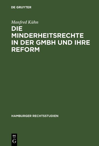 Produktbild: Die Minderheitsrechte in der GmbH und ihre Reform