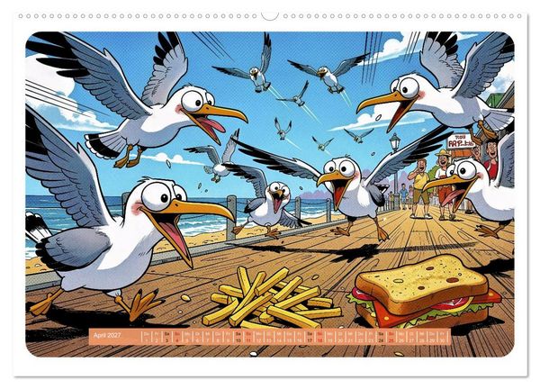 Produktbild: Gierige M&ouml;wen - Comic (Wandkalender 2027 DIN A2 quer), CALVENDO Monatskalender