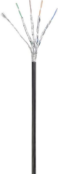 Produktbild: Renkforce RF-4673690 RJ45 Patchkabel CAT 6a S/FTP 5.00m Schwarz UV-Best&auml;ndig 1St.