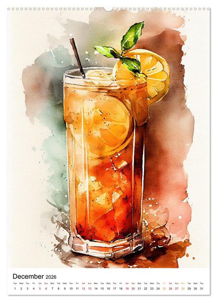 Produktbild: Artistic cocktails (High Quality Premium Wall Calendar 2026 DIN A2 portrait),CALVENDO 12 Month Wall Calendar