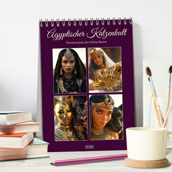 Produktbild: &Auml;gyptischer Katzenkult. Priesterinnen der G&ouml;ttin Bastet (Tischkalender 2026 DIN A5 hoch), CALVENDO Monatskalender
