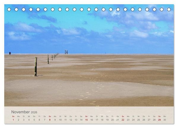 Produktbild: Salzwiesen, Schafe und Watt - Westerhever, ein Naturparadies an der Nordsee (Tischkalender 2026 DIN A5 quer), CALVENDO Monatskalender