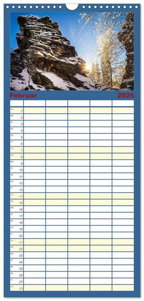 Produktbild: Familienplaner 2026 - Stimmungsvolle Landschaften in Sachsen mit 5 Spalten (Wandkalender, 21 x 45 cm) CALVENDO