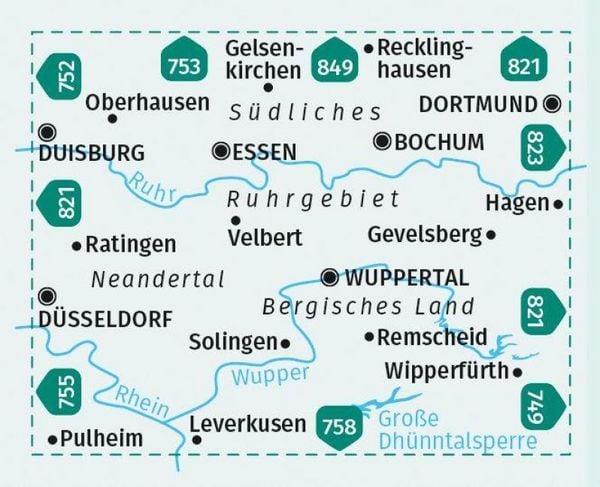 Produktbild: KOMPASS Wanderkarte 756 S&uuml;dliches Ruhrgebiet, Neandertal, Bergisches Land 1:50.000