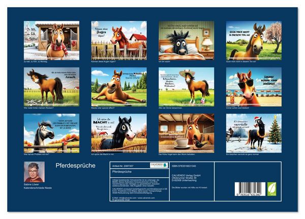 Produktbild: Pferdespr&uuml;che (Wandkalender 2026 DIN A3 quer), CALVENDO Monatskalender