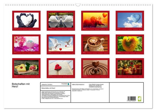 Produktbild: Botschaften mit Herz! (Wandkalender 2026 DIN A2 quer), CALVENDO Monatskalender