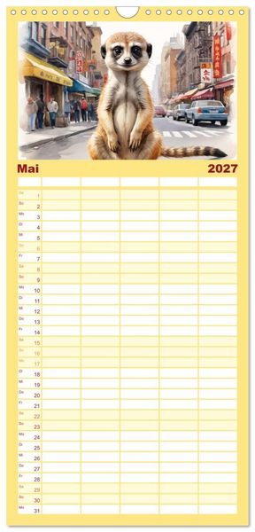 Produktbild: Familienplaner 2027 - Erdm&auml;nnchen in New York City mit 5 Spalten (Wandkalender, 21 x 45 cm) CALVENDO