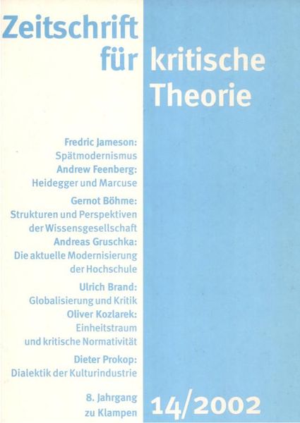 Produktbild: Zeitschrift f&uuml;r kritische Theorie / Zeitschrift f&uuml;r kritische Theorie, Heft 14 (2002)