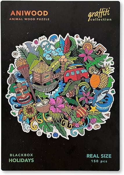 BestSaller J7405M - Aniwood Puzzle, Graffiti Collection, Holidays, Holz-Puzzle, 150 Teile, Mandala