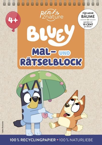Produktbild: Bluey Mal- und R&auml;tselblock f&uuml;r Kinder ab 4 Jahren