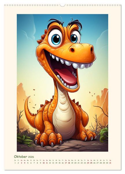 Produktbild: Happy Dinos (hochwertiger Premium Wandkalender 2026 DIN A2 hoch), Kunstdruck in Hochglanz