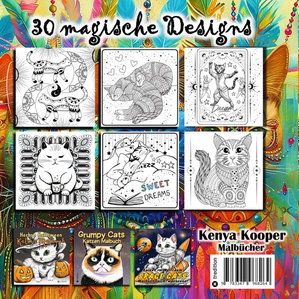 Produktbild: Malbuch Katze Dream Cats f&uuml;r Erwachsene, Frauen, Jugendliche mit Mandalas Tarot Weltall Spr&uuml;chen