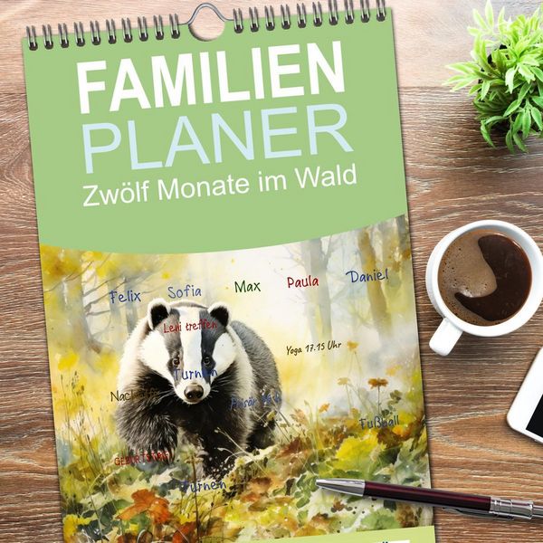 Produktbild: Familienplaner 2026 - Zw&ouml;lf Monate im Wald mit 5 Spalten (Wandkalender, 21 x 45 cm) CALVENDO