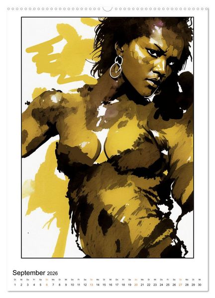 Produktbild: Frauenbilder mit Feder, Pinsel und KI (Wandkalender 2026 DIN A2 hoch), CALVENDO Monatskalender