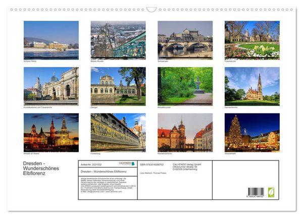 Produktbild: Dresden - Wundersch&ouml;nes Elbflorenz (Wandkalender 2026 DIN A2 quer), CALVENDO Monatskalender