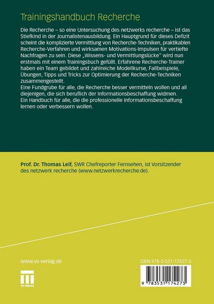 Produktbild: Trainingshandbuch Recherche