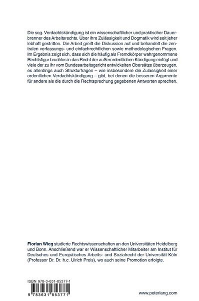 Produktbild: Zul&auml;ssigkeit und Dogmatik der Verdachtsk&uuml;ndigung