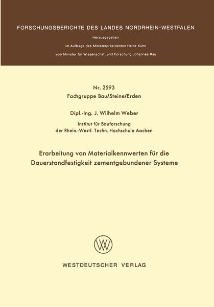 Produktbild: Erarbeitung von Materialkennwerten f&uuml;r die Dauerstandfestigkeit zementgebundener Systeme