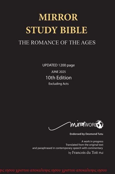 Produktbild: Mirror Study Bible 10th Edition 1200 page Hardcover Updated JUNE 2025 [Excluding Acts] 7 X 10 Inch, Wide Margin.