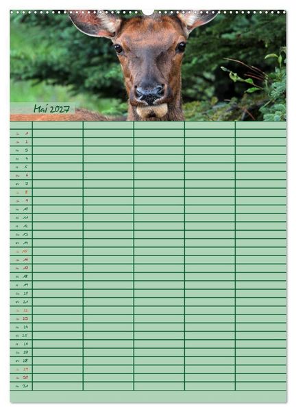 Produktbild: Tierischer Familienplaner (hochwertiger Premium Wandkalender 2027 DIN A2 hoch), Kunstdruck in Hochglanz